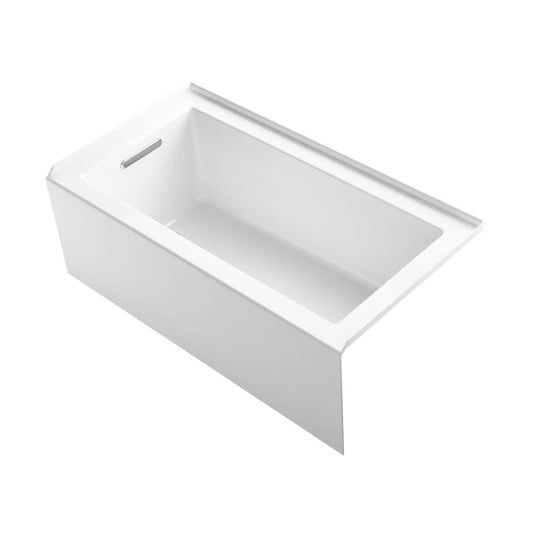 Underscore 60" Soaking Bathtub for Three Wall Alcove Installation with Left Drain and 68 Gallon Water Capacity