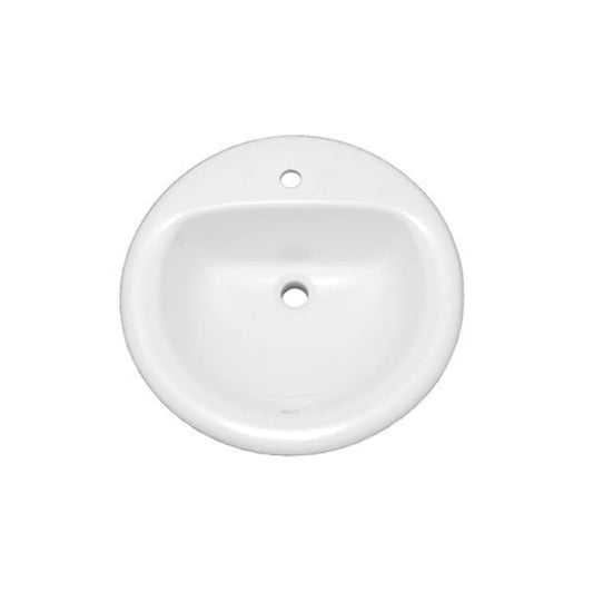 Rockaway 19" Circular Vitreous China Drop In Bathroom Sink with Overflow and 1 Faucet Hole at 0" Centers