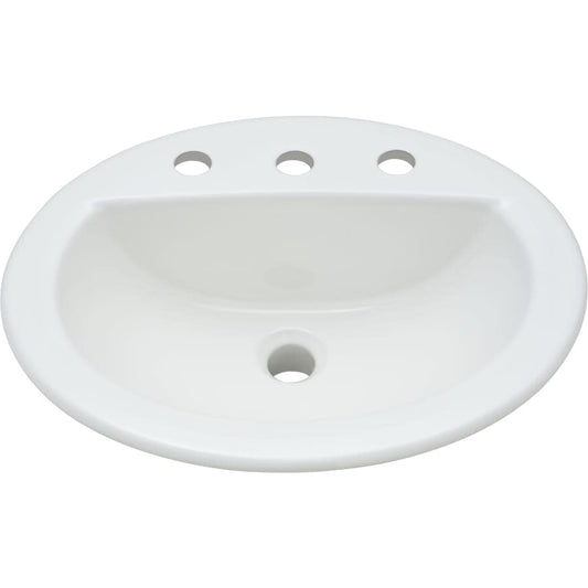 Rockaway 19" Oval Vitreous China Drop In Bathroom Sink with Overflow and 3 Faucet Holes at 8" Centers