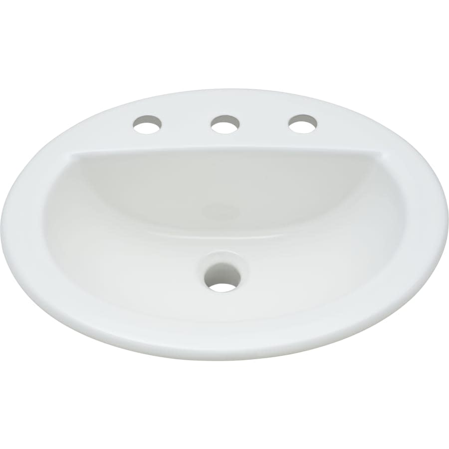 Rockaway 19" Oval Vitreous China Drop In Bathroom Sink with Overflow and 3 Faucet Holes at 8" Centers