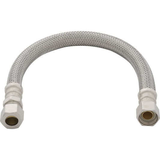 3/8" COMP X 1/2" FIP X 12" Stainless Steel and PVC Faucet Reinforced Flexible Connectors