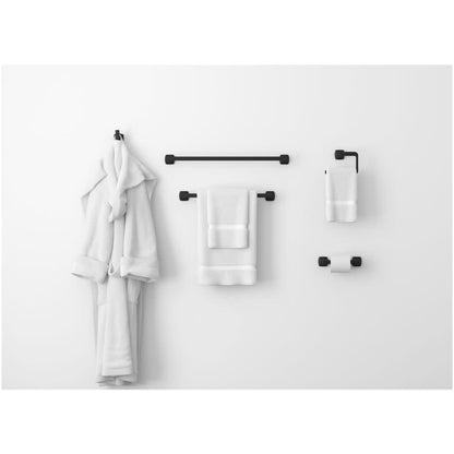 Vaneri 3 Piece Bathroom Package with 18" Towel Bar, Towel Ring, and Pivoting Toilet Paper Holder