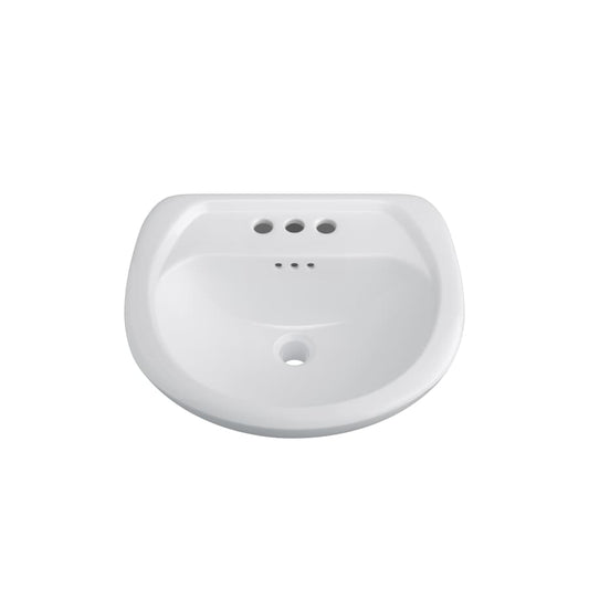 Lisbon Valley 20-1/4" Oval Vitreous China Pedestal Bathroom Sink with Overflow and 3 Faucet Holes at 4" Centers