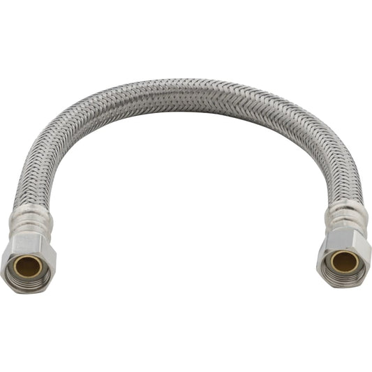 12" Long Stainless Steel Braided Supply Lines with 3/8" Compression Fittings