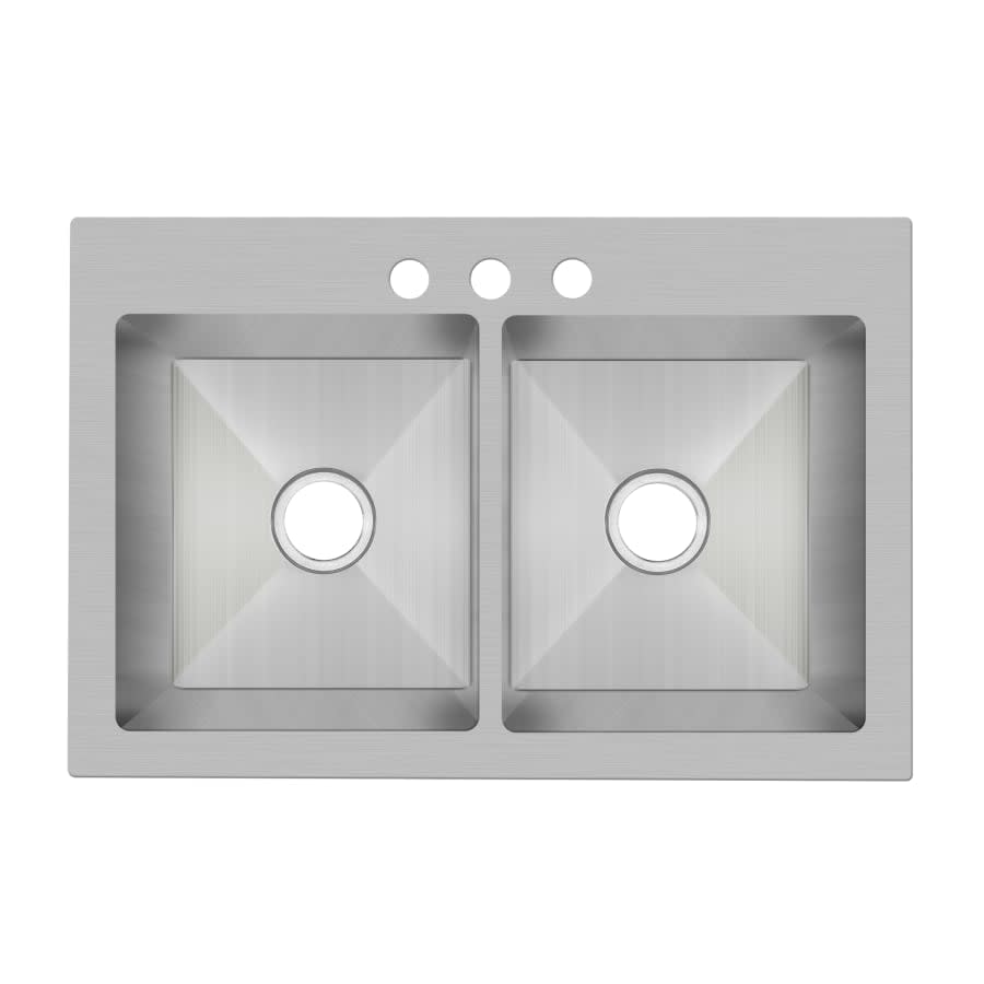 Sault 33" Drop In, Undermount Double Basin Stainless Steel Kitchen Sink