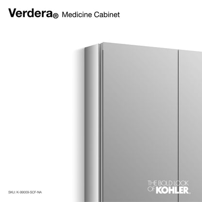 Verdera 34" x 30" Two Door Mirrored Medicine Cabinet with Plain Mirror and Three Adjustable Shelves and Slow Close Door