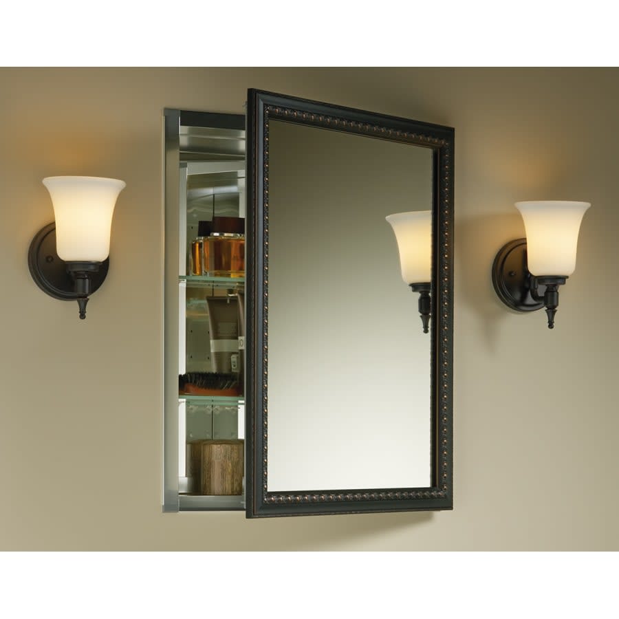 20" x 26" Single Door Reversible Hinge Framed Mirrored Medicine Cabinet with Oil Rubbed Bronze Finish
