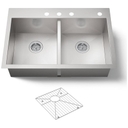 Vault 33" Double Basin Top-Mount/Under-Mount 18-Gauge Stainless Steel Kitchen Sink with SilentShield and Bottom Sink Rack - ohpl8zqickppoprh6ar0@2x.jpg