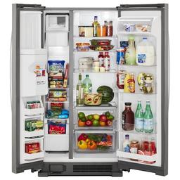 Whirlpool 4 Piece Kitchen Appliances Package with Side-by-Side Refrigerator, Electric Range, Dishwasher, and Over the Range Microwave in Fingerprint Resistant Stainless Steel - 09025861@2x.jpg