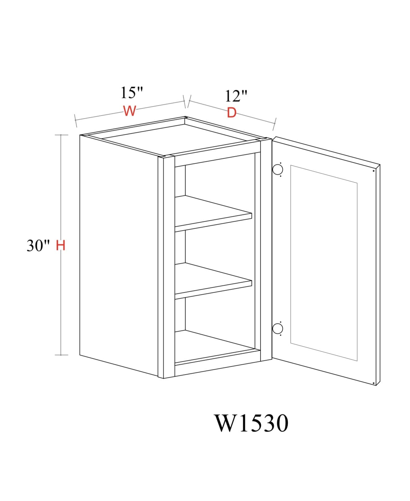 Wall Cabinet - 15"W x 30"H x 12"D