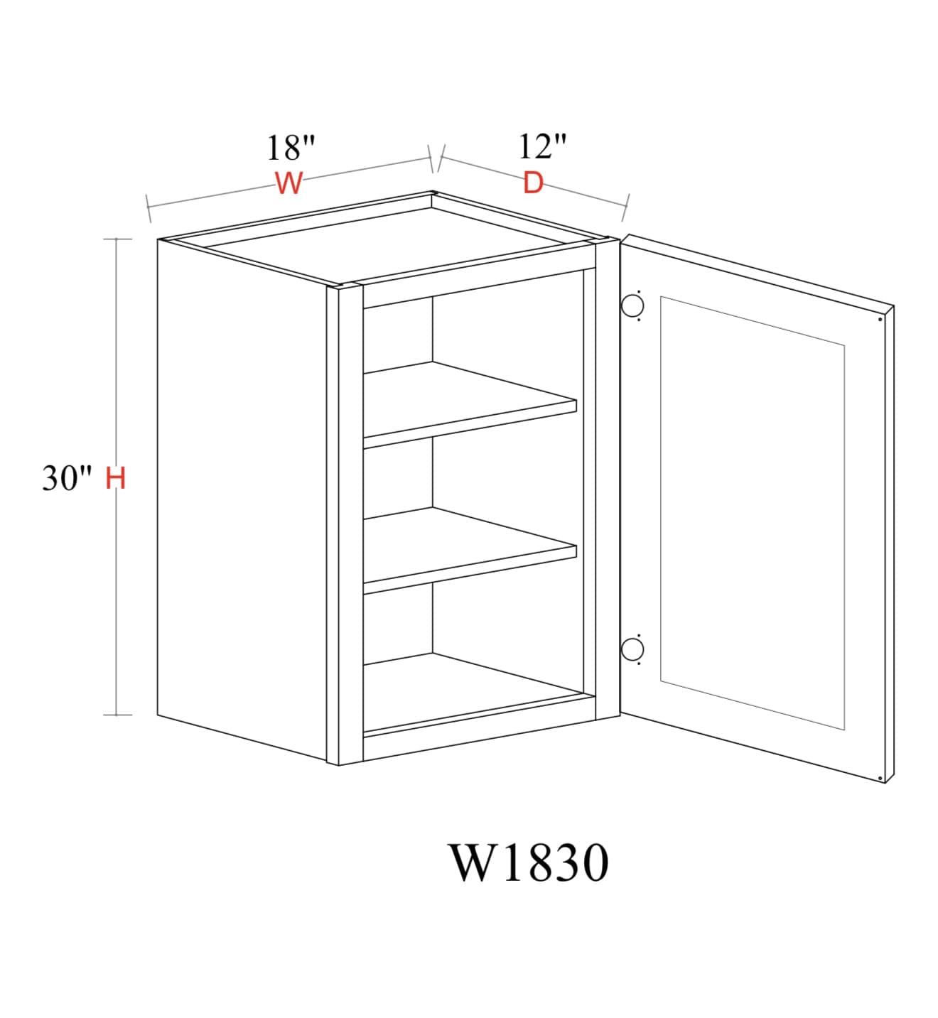 Wall Cabinet - 18"W x 30"H x 12"D