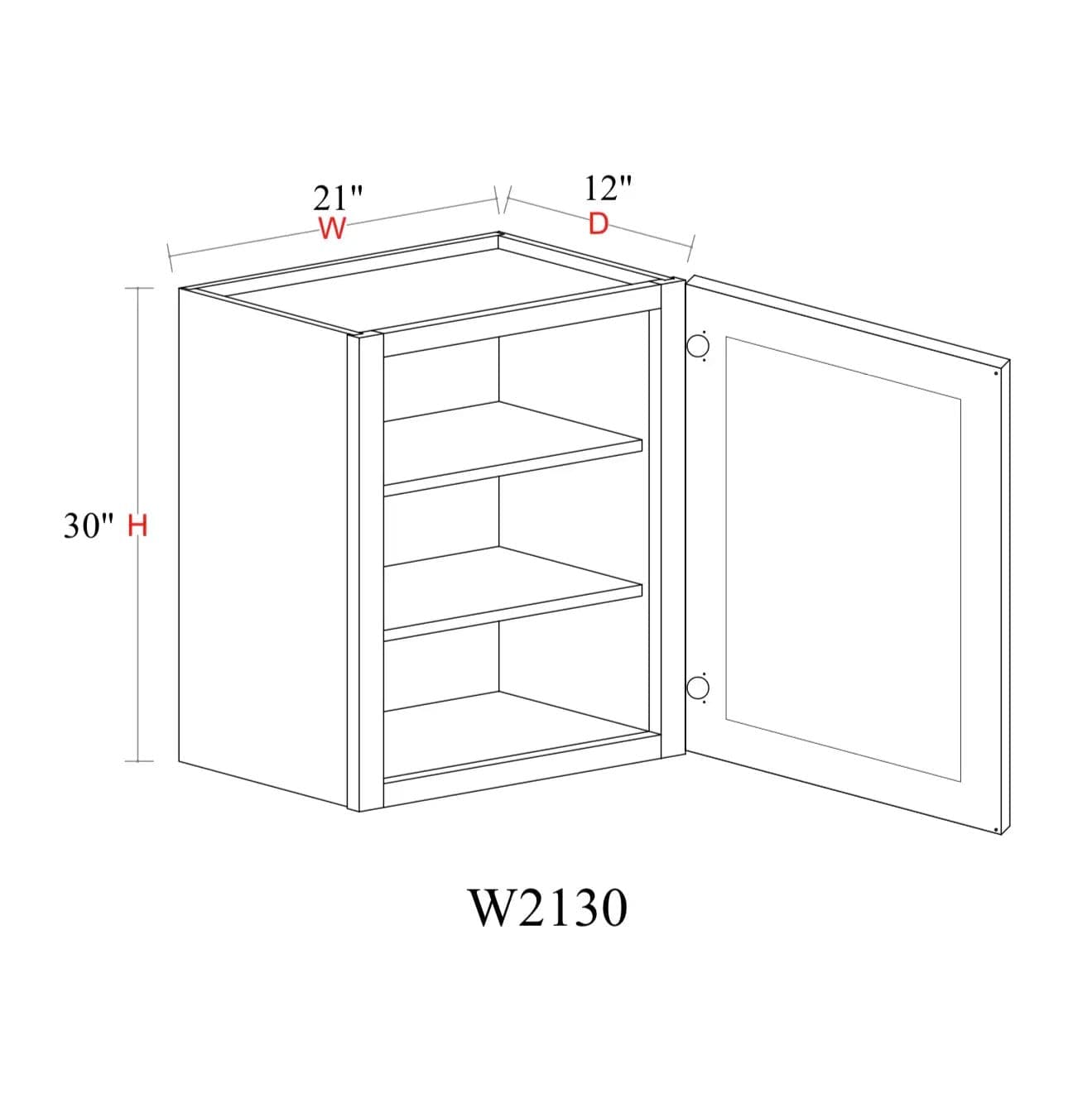 Wall Cabinet - 21"W x 30"H x 12"D