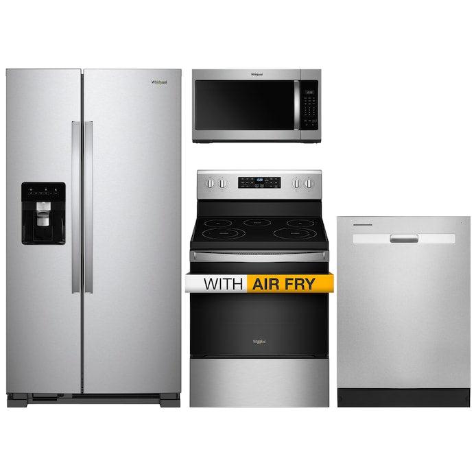 Whirlpool 4 Piece Kitchen Appliances Package with Side-by-Side Refrigerator, Electric Range, Dishwasher, and Over the Range Microwave in Fingerprint Resistant Stainless Steel - 60907492@2x.jpg