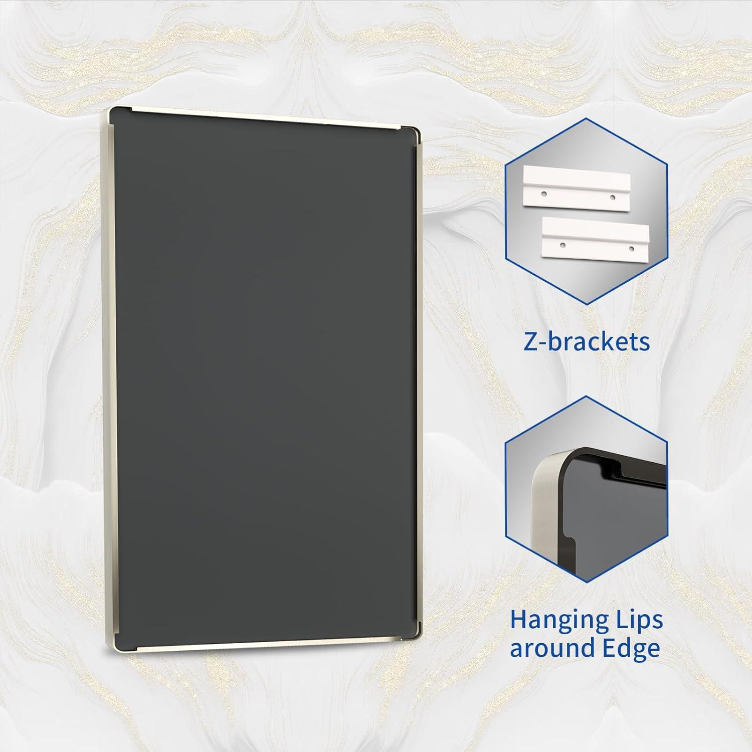 24x36 Inch Brushed Nickel Bathroom Mirror, Brushed Silver Metal Frame Mirror, Rounded Rectangle Silver Bathroom Vanity Mirror, Tempered Glass, Anti-Rust, Hangs Horizontally or Vertically - 71pE3HP0BeL._AC_SL1500@2x.jpg