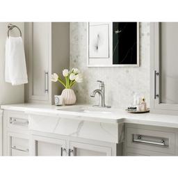 Wellton 4 in. Centerset Single Handle Bathroom Faucet in Spot Resist Brushed Nickel - 84980SRN_Wellton_RoomScene_Deck@2x.jpg