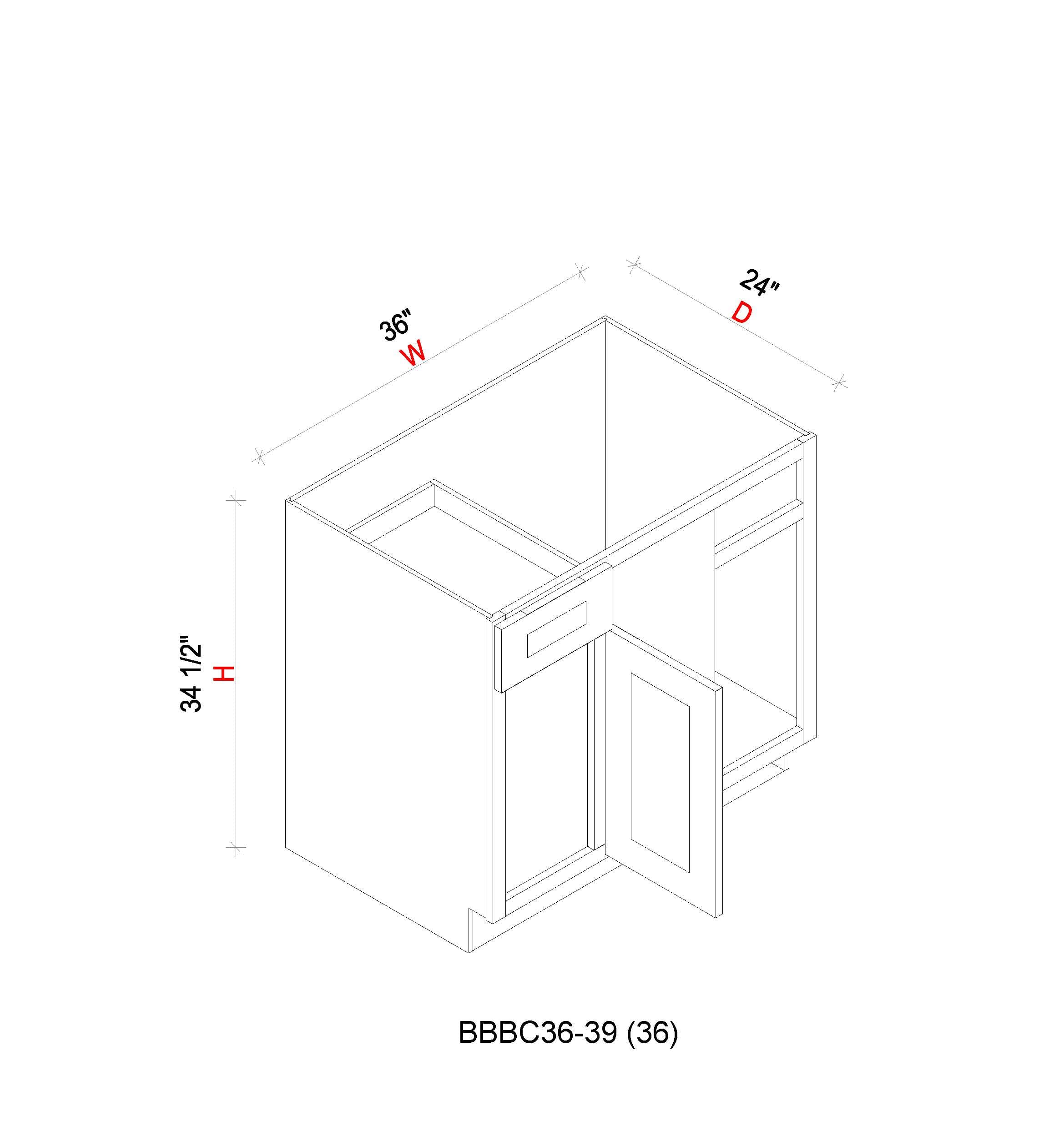 Blind Base Corner Cabinet - 36"W x 34- 1/2"H x 24"D
