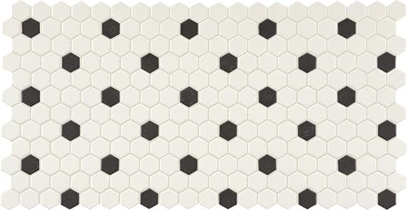 Color Wheel Mosaic Arctic White/Black Hexagon 1.5X1.5 Glossy