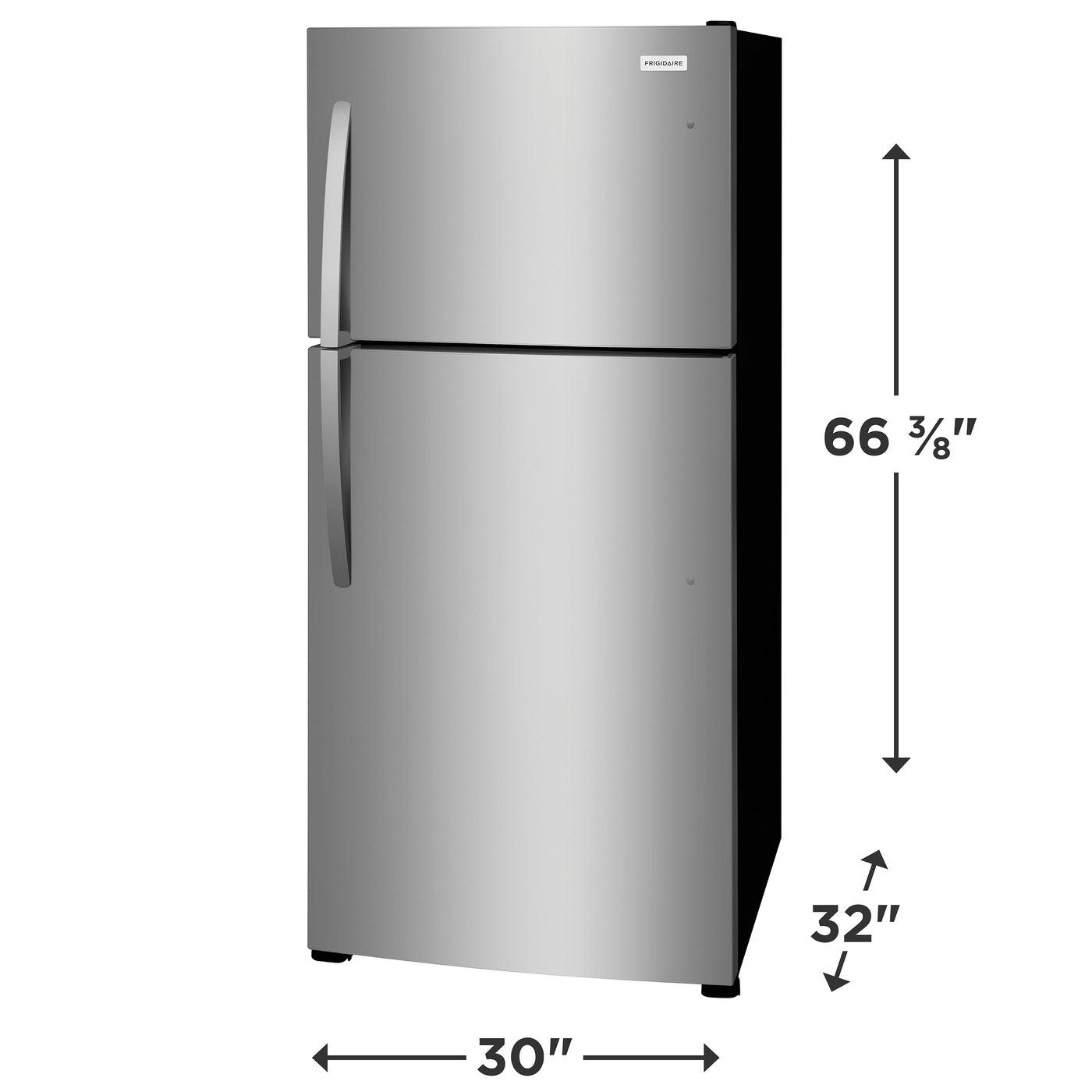 30 in. 20 cu. ft. Freestanding Top Freezer Refrigerator in Stainless Steel Energy Star - FFHT2022AS-DIM@2x.jpg