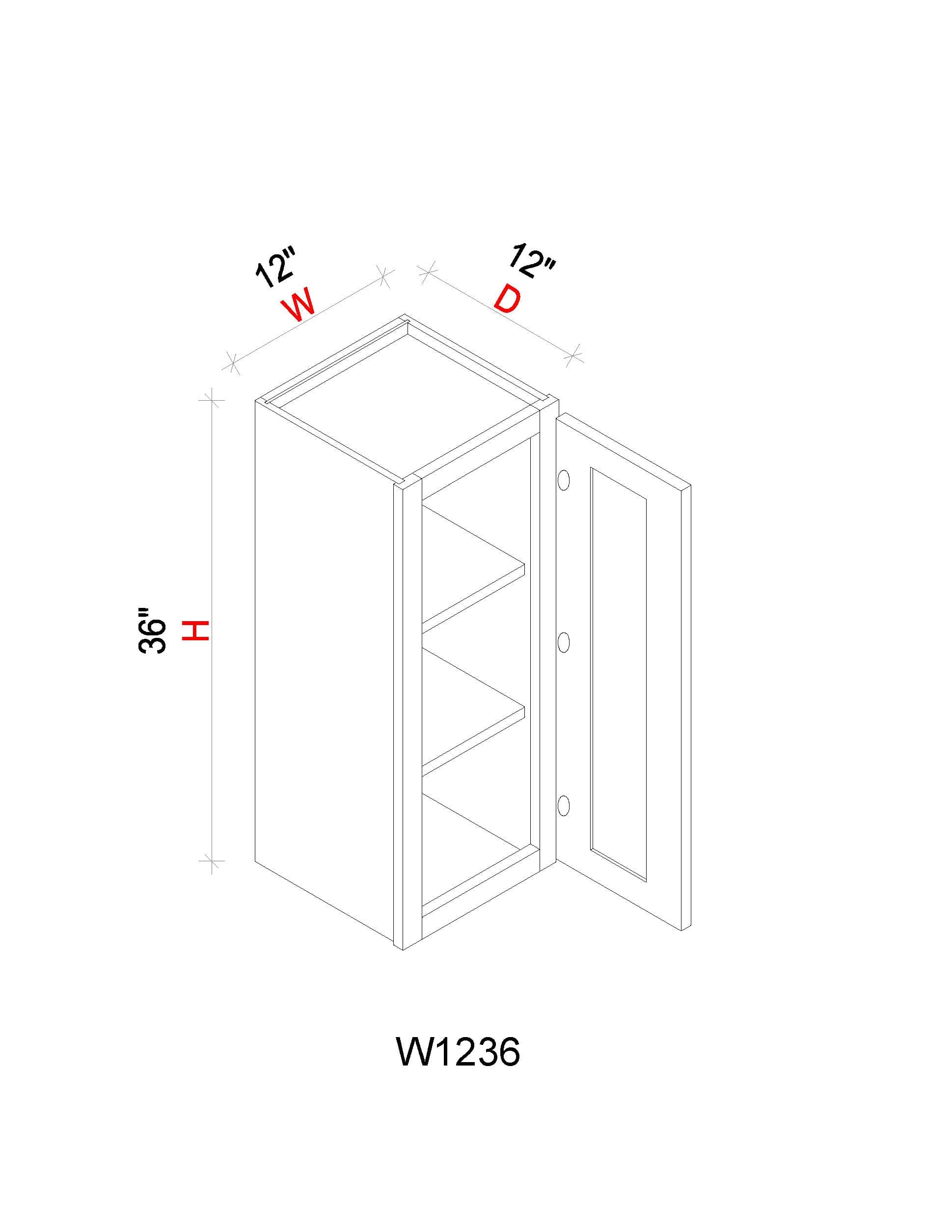 Wall Cabinet - 12"W x 36"H x 12"D
