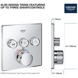 Grohtherm Three Function Thermostatic Valve Trim Only with Four Knob / Push Button Handles, Integrated Diverter, and Volume Control - Less Rough In - a5vvonlptpprxchdsdwj@2x.jpg