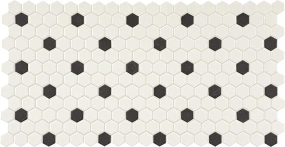 Keystones Arctic White/Black Hexagon 2X2 Matte