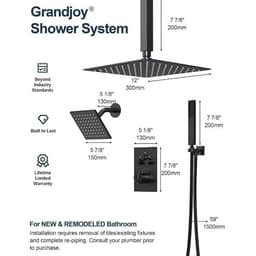 GRANDJOY Multiple Press 7-Spray Ceiling Mount Anti Scald 12 in. Fixed and Handheld Shower Head in Matte Black Valve Included SRSFS1007-BK12 - aagzeigkjbwphkpwttr9@2x.jpg