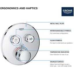 Grohtherm Dual Function Thermostatic Valve Trim Only with Triple Knob Handles and Volume Control - Less Rough In - abasbpsga238xwydpt1x@2x.jpg