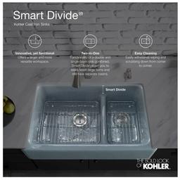 Whitehaven 35-11/16" Self-Trimming Farmhouse Double Basin Apron Front Enameled Cast Iron Kitchen Sink with Smart Divide Basin - abwomid1laoq9gxmmqkm@2x.jpg