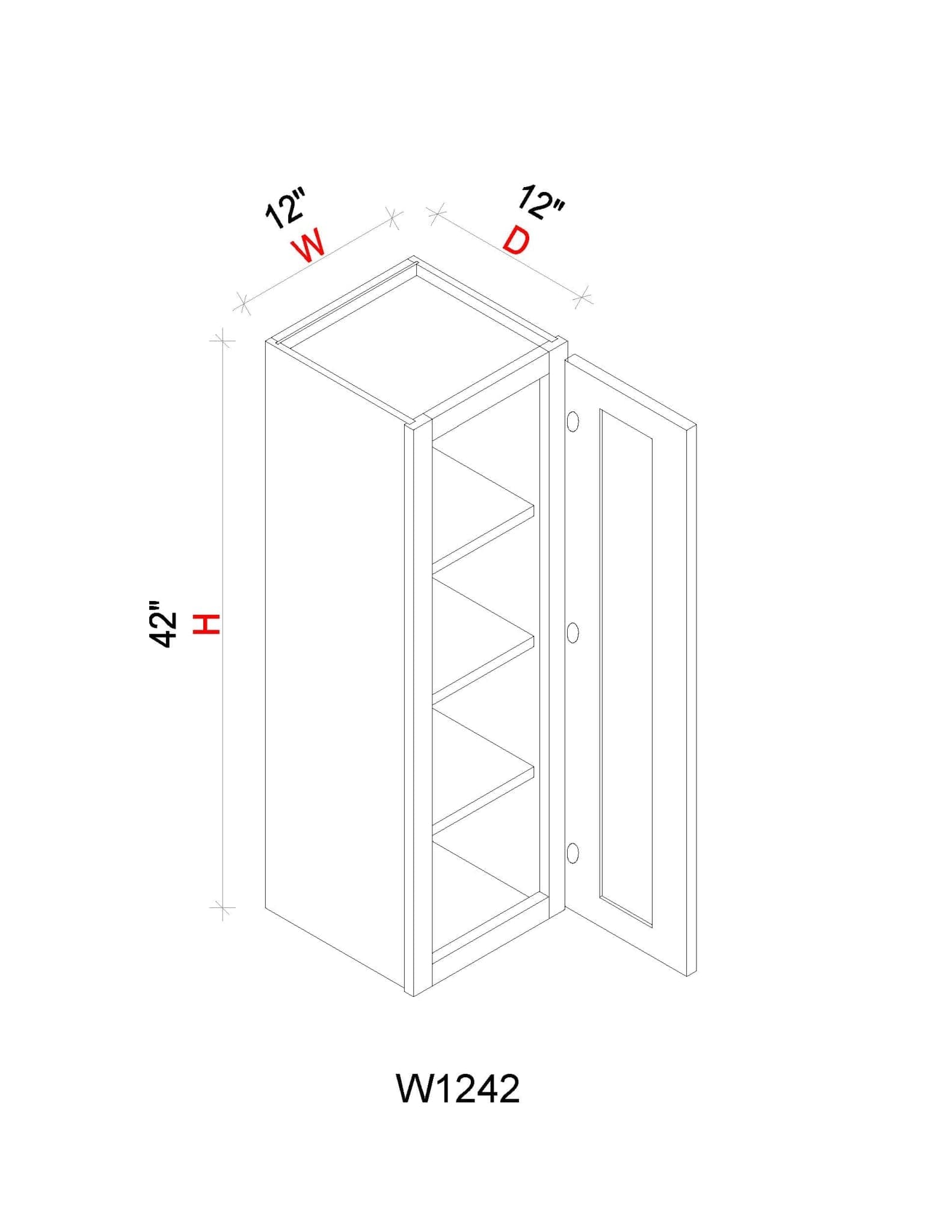 Wall Cabinet - 12"W x 42"H x 12"D