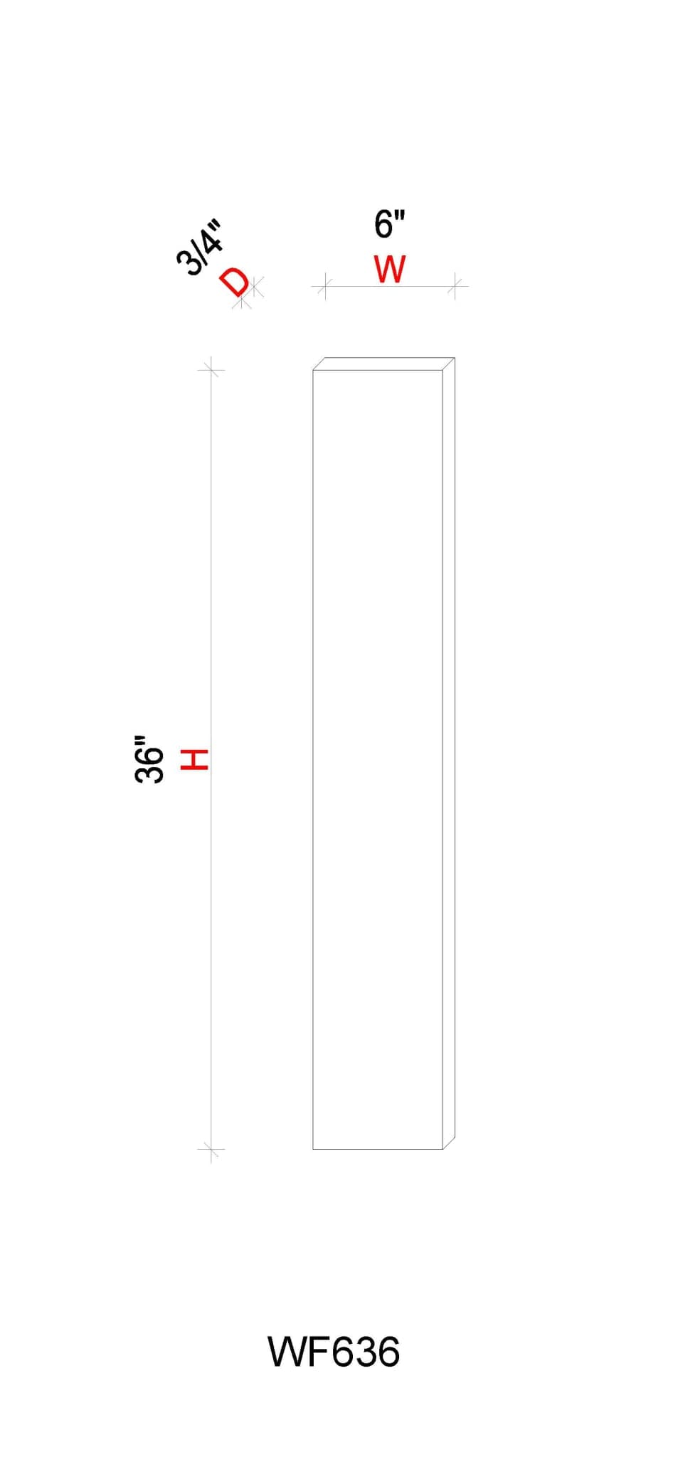 Filler - 6"W * 36"H * 3/4"D