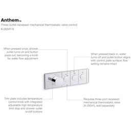 Anthem Three Function Thermostatic Valve Trim Only with Single Knob Handle, Integrated Diverter, and Volume Control - Less Rough In - afceh5dqrecuvoadnpnf@2x.jpg
