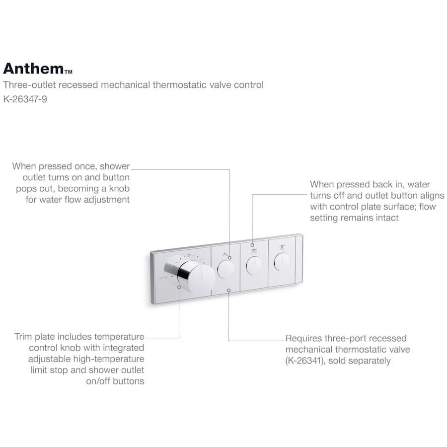 Anthem Three Function Thermostatic Valve Trim Only with Single Knob Handle, Integrated Diverter, and Volume Control - Less Rough In - afdi7incrbq8g4m4hrms@2x.jpg