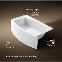 Expanse Bath Tub 60" x 30" - 36" Acrylic Soaking for Three Wall Alcove Installations with Integral Curved Apron and Left Drain - agkfhrrmgr9pjxz9oww0@2x.jpg