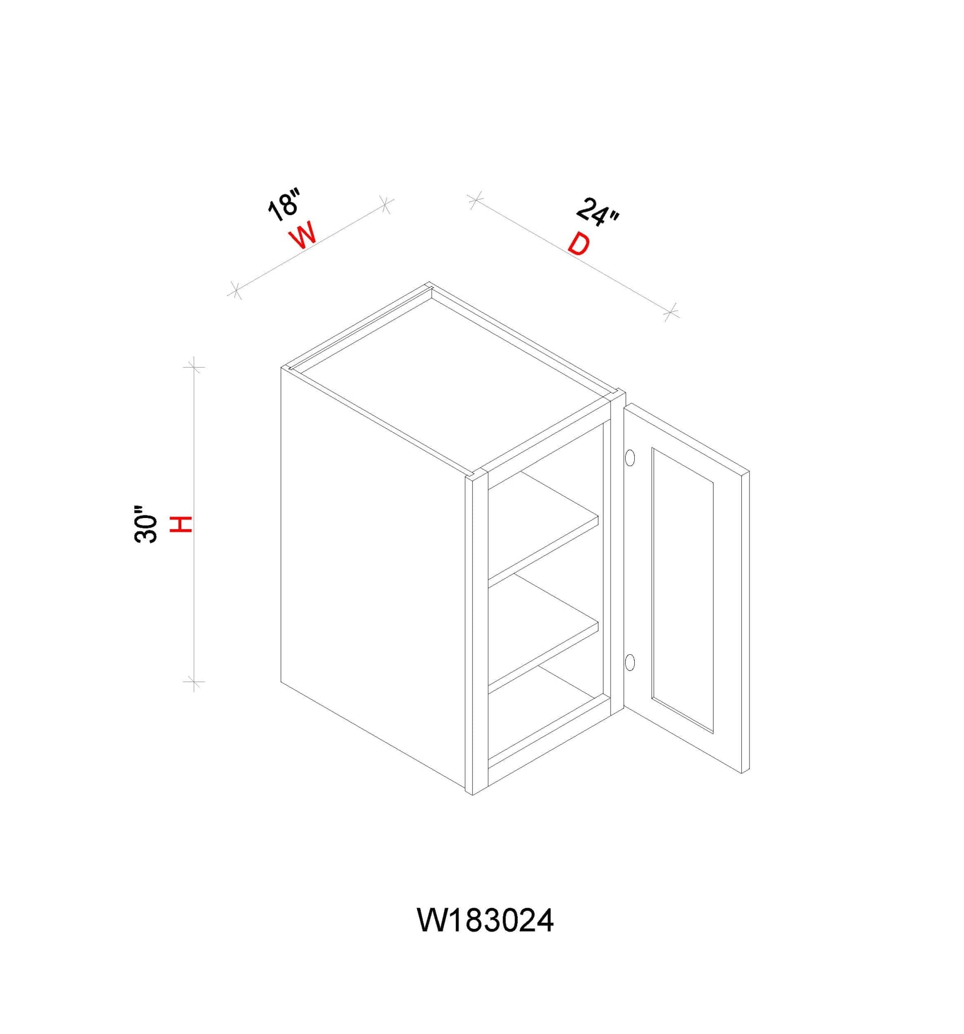 Wall Refrigerator Cabinet - 18"W x 30"H x 24"D