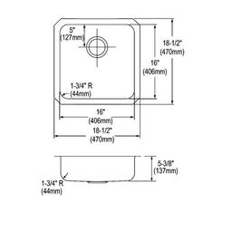 Lustertone™ Classic Single Bowl Kitchen Sink, Under Mount, ADA, 18-1/2 x 18-1/2 in, 5-3/8 in Bowl Depth, 18 ga Lustrous Satin Steel, Stainless - aiz3lf3is6z2qwx6stiz_x500.jpg
