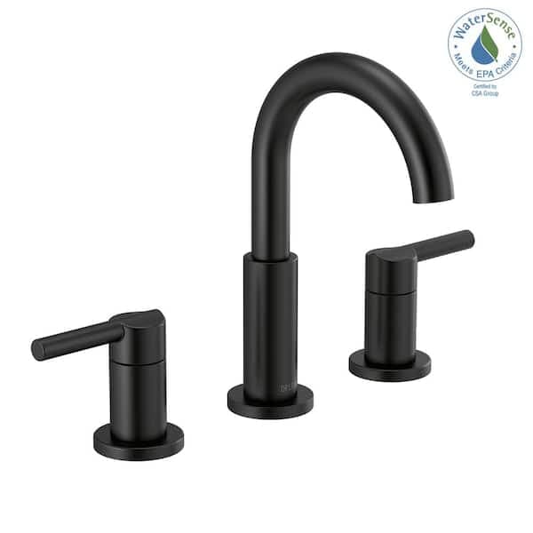 Delta Nicoli J-Spout 8 in. Widespread 2-Handle Bathroom Faucet in Matte Black 35749LF-BL - ajnewxmjexbfnlnx3if6@2x.jpg