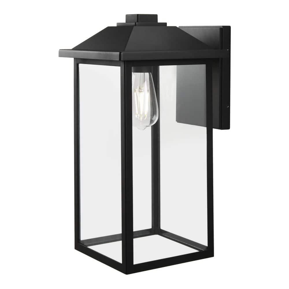 1-Light 18 in. Black Hardwired Classic Outdoor Wall Lantern Sconce Light with Clear Glass - akmsfu0llrr2kt3zryaz@2x.jpg