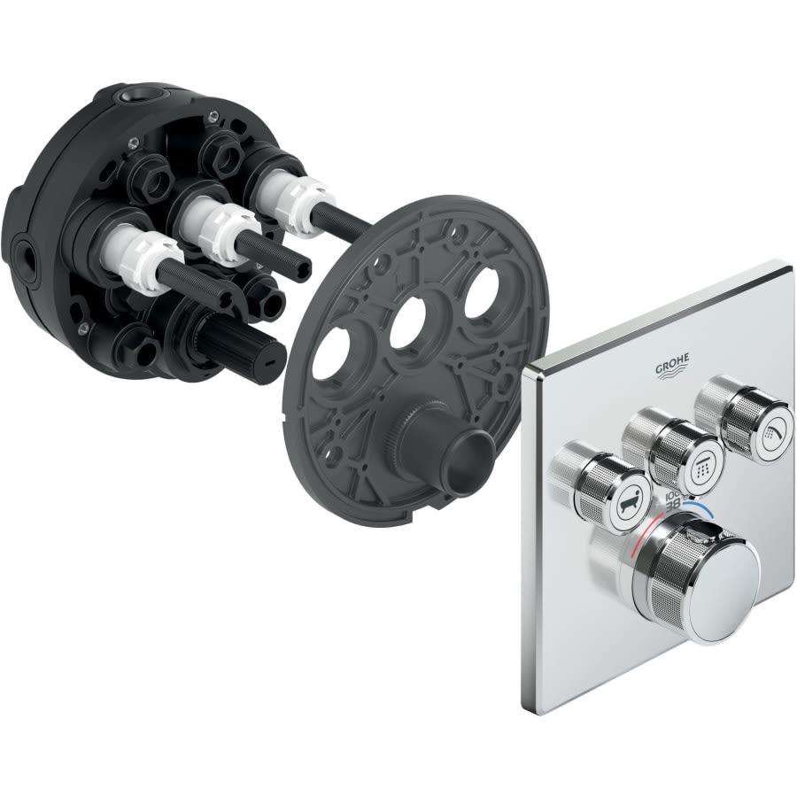 Grohtherm Three Function Thermostatic Valve Trim Only with Four Knob / Push Button Handles, Integrated Diverter, and Volume Control - Less Rough In - anyn0zxfmjshgsowisma@2x.jpg