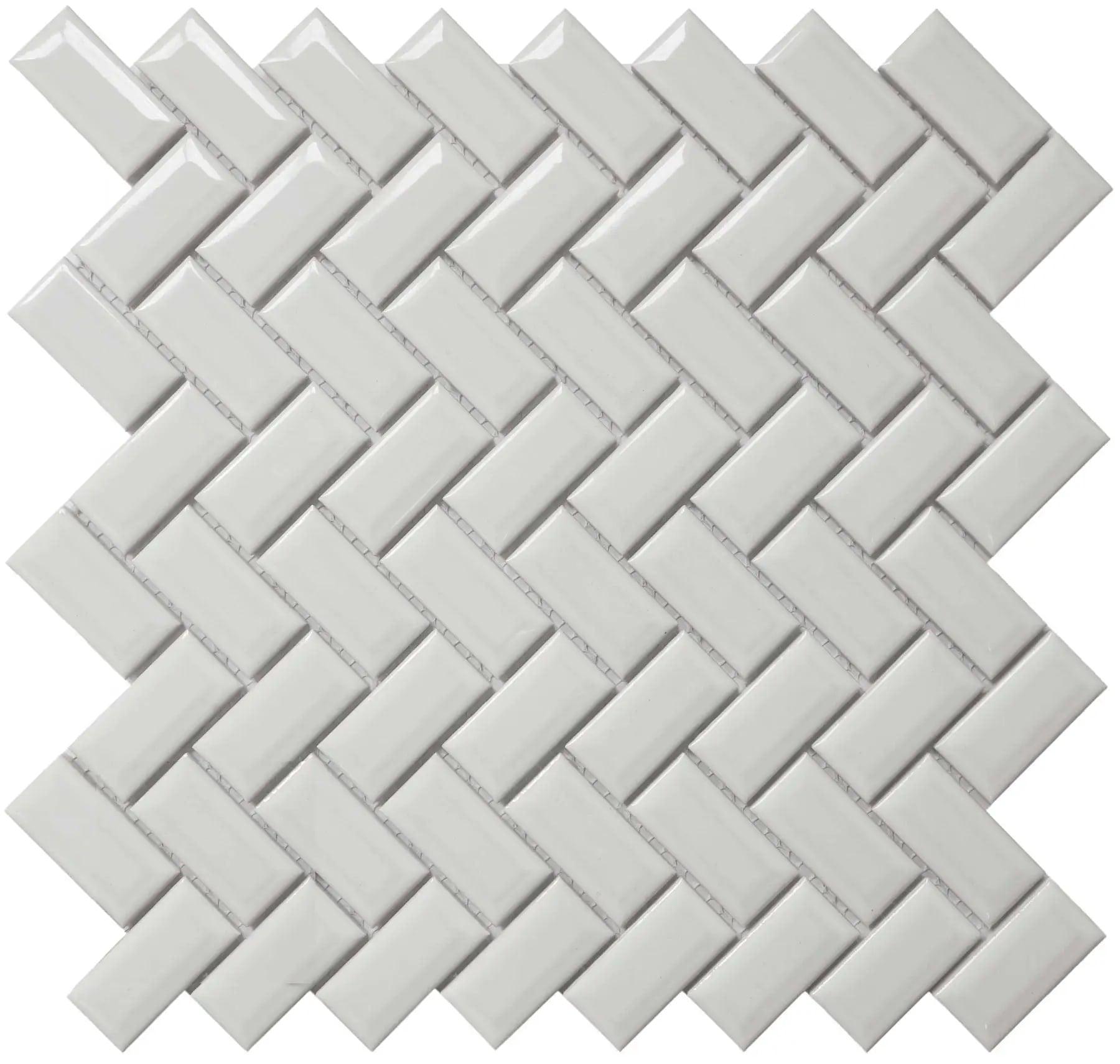 BG WH 12X12 MOS.DIAMOND HERRING.