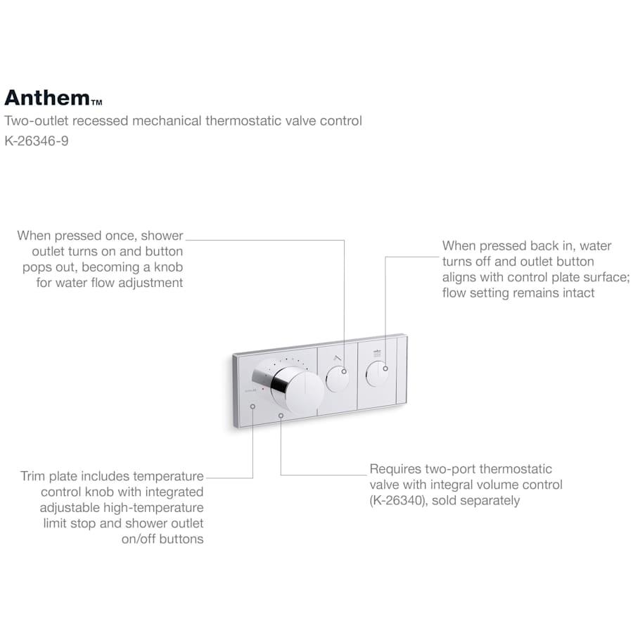 Anthem Two Function Thermostatic Valve Trim Only with Single Knob Handle, Integrated Diverter, and Volume Control - Less Rough In - aqqk7eyautqbxqvx9vpa@2x.jpg