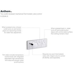 Anthem Two Function Thermostatic Valve Trim Only with Single Knob Handle, Integrated Diverter, and Volume Control - Less Rough In - aqqk7eyautqbxqvx9vpa@2x.jpg