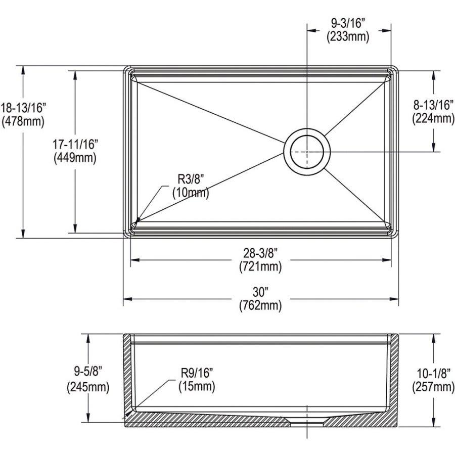 Single Bowl Kitchen Sink, Apron Mount, 30 x 18-13/16 in, 9-5/8 in Bowl Depth, Fireclay, White - ar8apg01cydtkzc4iju6@2x.jpg