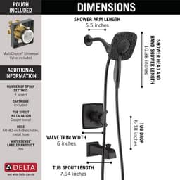 Delta Ashlyn In2ition Single Handle 4-Spray Tub and Shower Faucet 1.75 GPM in Matte Black Valve Included FVS17464-BL-I - asr1zjpkyxlgoar0jgic@2x.jpg