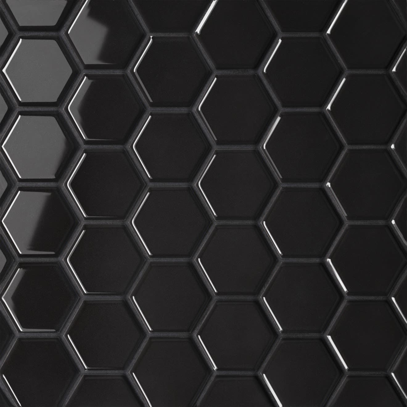 Le Cafe Black 2x2 Hexagon Mosaic Glossy