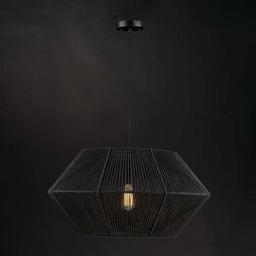 Terra 1-Light Matte Black Chandelier with Natural Twine Shade and Designer Black Cloth Hanging Cord - avti6bscteoeljyxrylp@2x.jpg