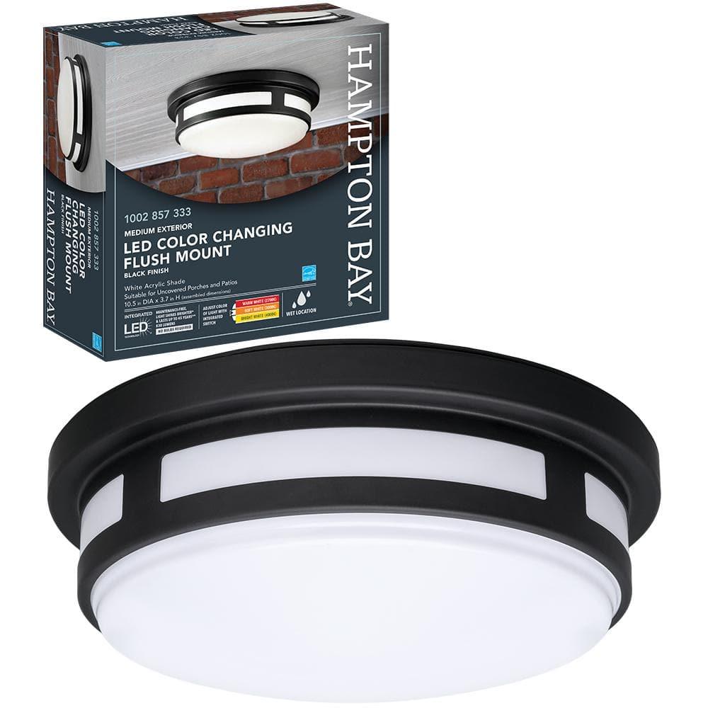 11 in. Round Black Indoor Outdoor LED Flush Mount Ceiling Light Adjustable CCT 830 Lumens Wet Rated Front or Side Door - ayqg5exwet1sbrperqdf@2x.jpg