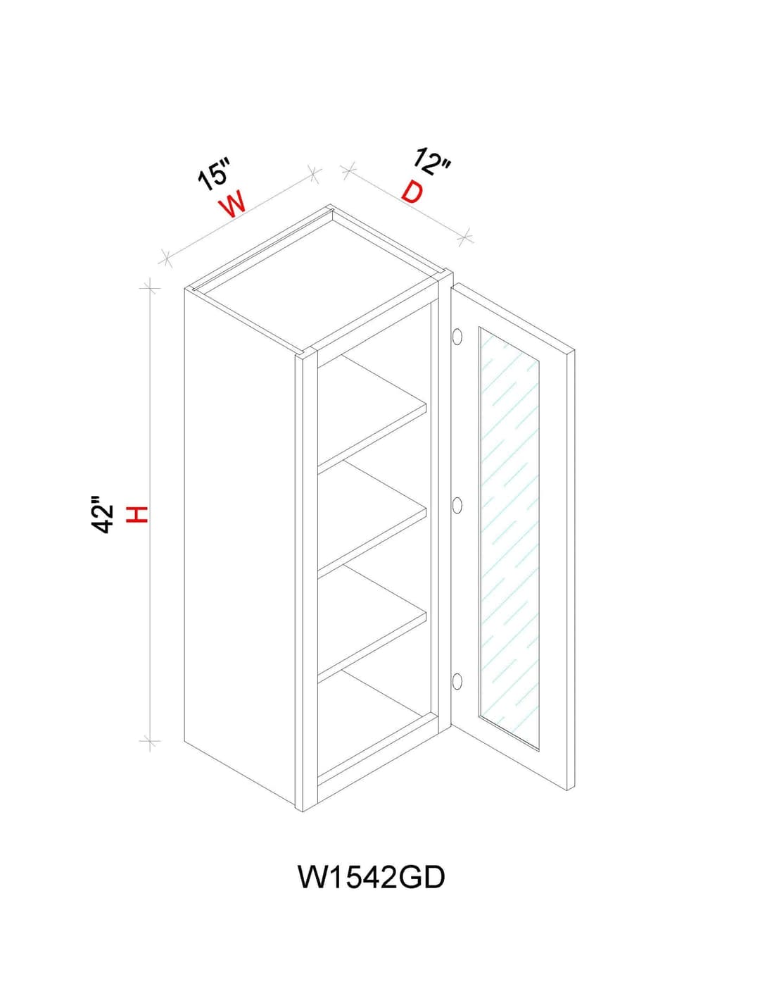 Wall Cabinet - 15"W x 42"H x 12"D Glass Door Only - azyhlzwx7agrtbfwhphz@2x.jpg