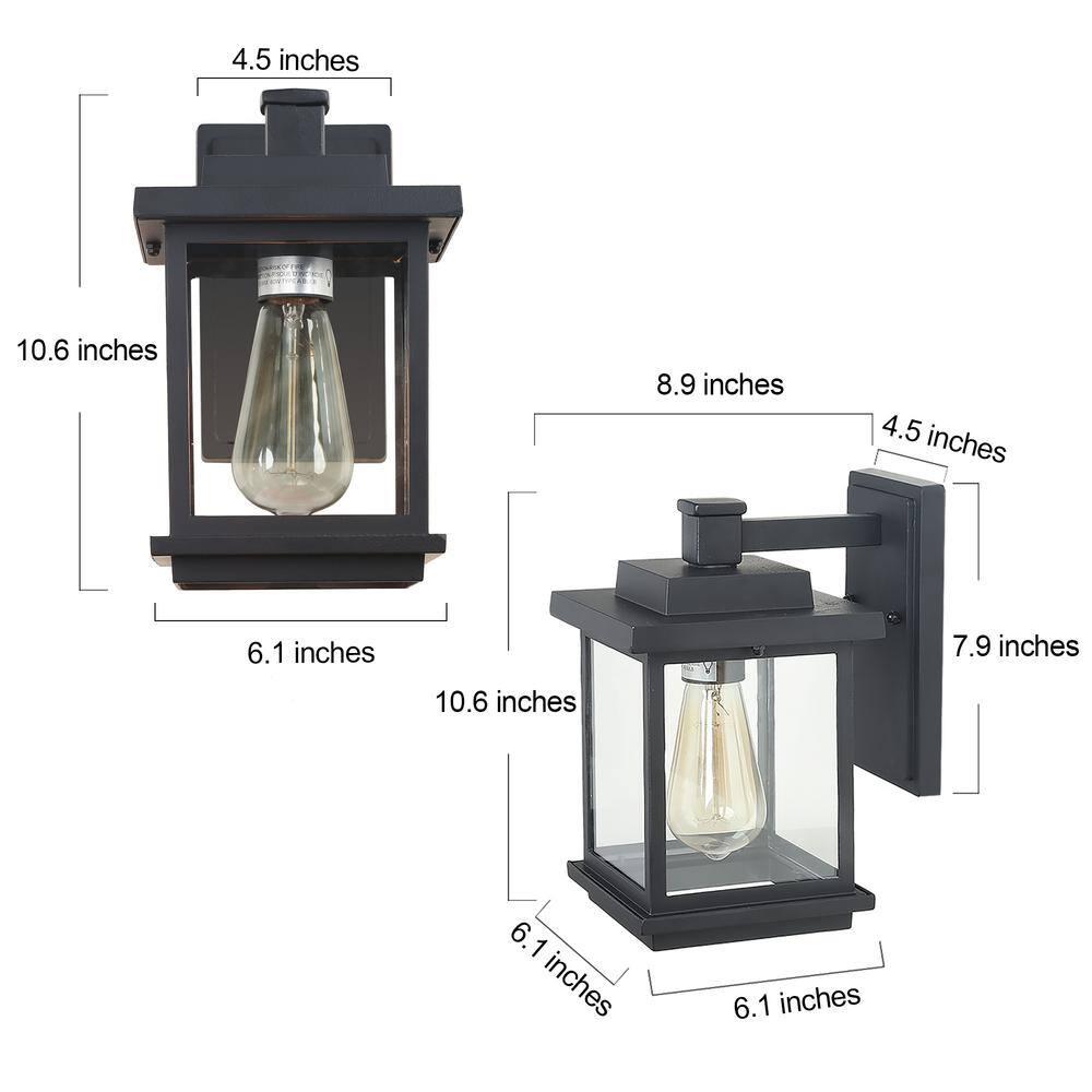 LNC Square 1-Light Black Outdoor Wall Lantern Sconce with Clear Glass Shade, Modern Exterior Wall Light for Patio Garden - b1rpeb87ntrradmwqafz@2x.jpg