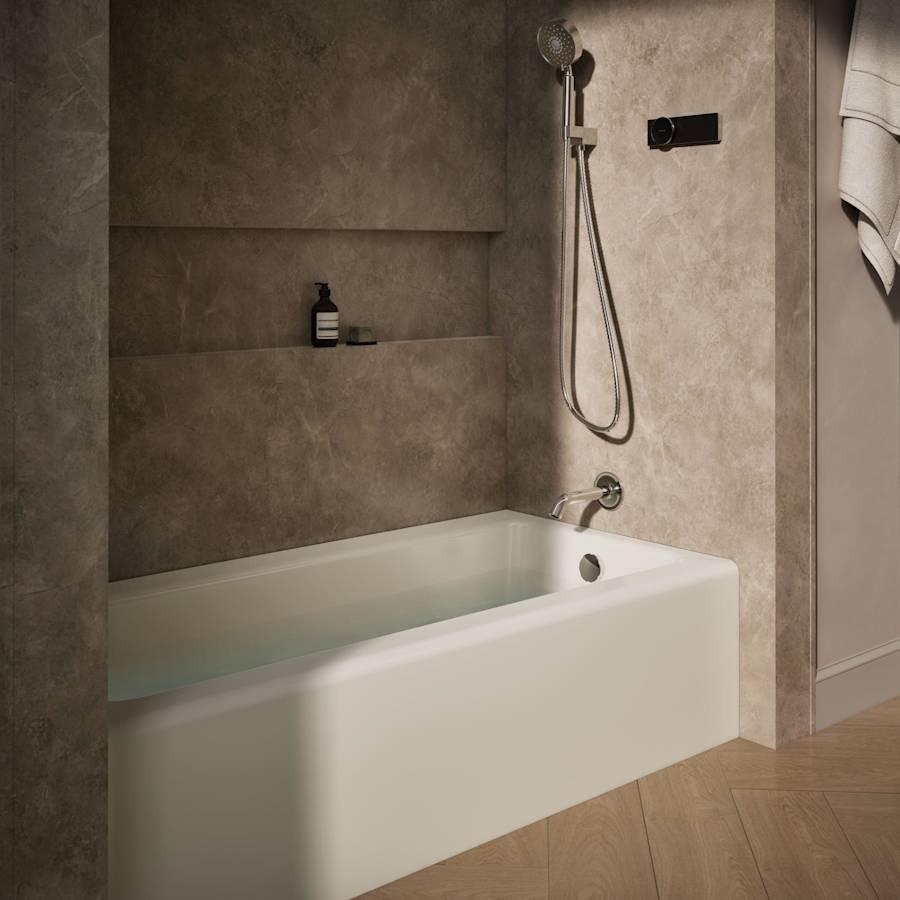 Bellwether Bath Tub 66" L x 32" W Cast Iron Soaking for Three Wall Alcove Installations with Integral Apron and Right Drain - b2lqj4muvk1vbnp3ohg6@2x.jpg