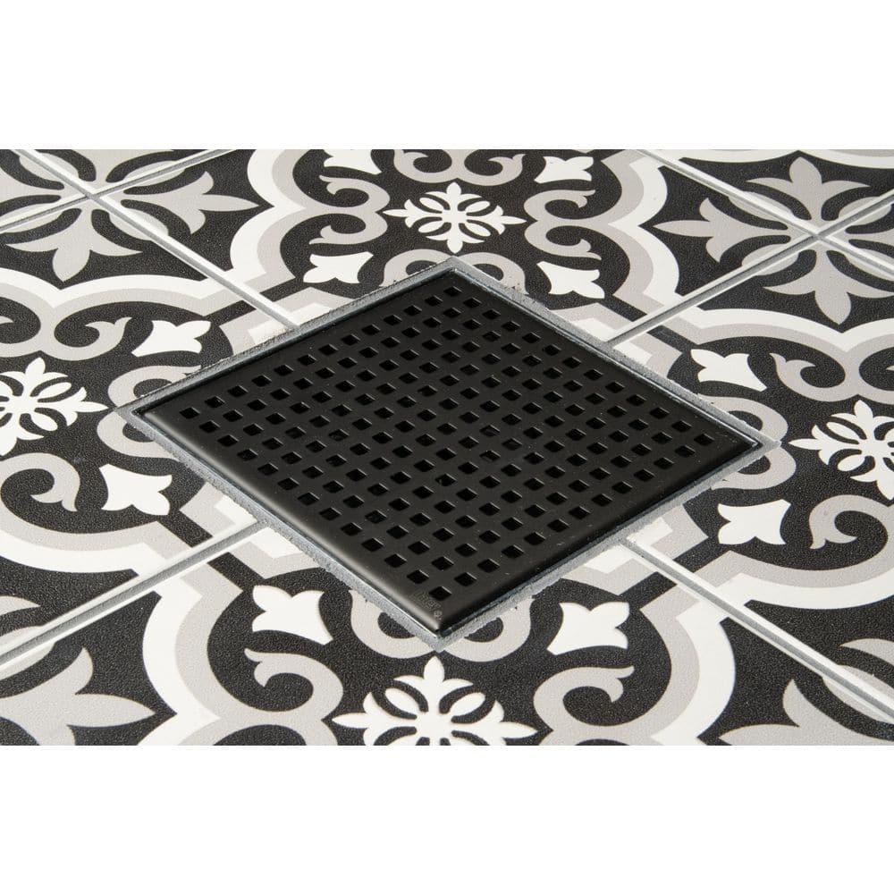 Designline 4 in. x 4 in. Stainless Steel Square Shower Drain with Square Pattern Drain Cover in Matte Black - b62jt7qooulurhfhkdzz@2x.jpg
